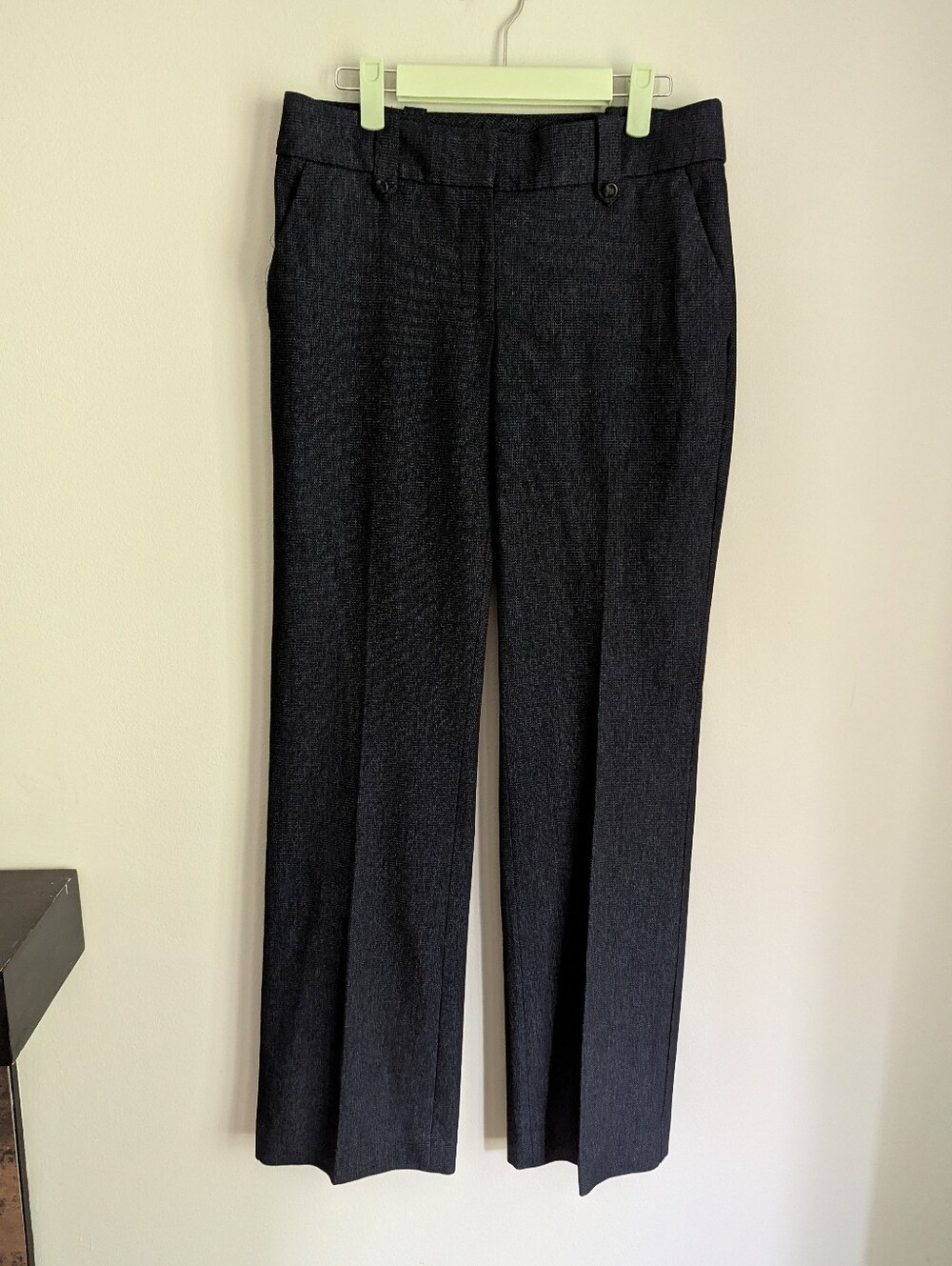Ann Taylor LOFT Wmn's 2 Julie Trousers Navy Blue Tweed Dress Pants Straight Leg